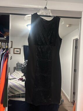 Daisy Fuentes Black Lace-Panel Midi Dress